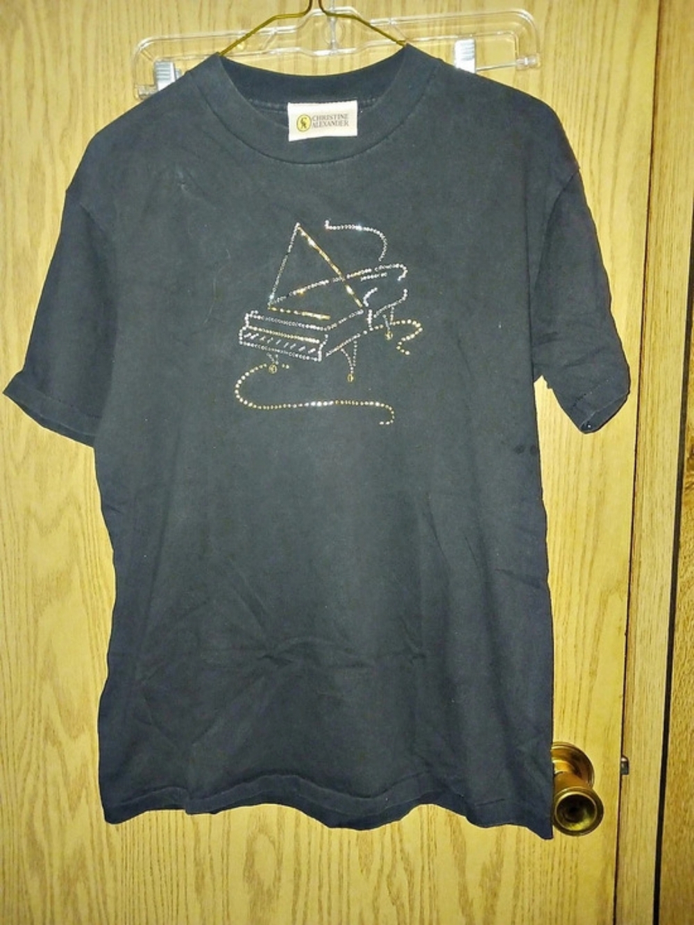 Christine Alexander Embellished Short Sleeve Tee in Black Like New
